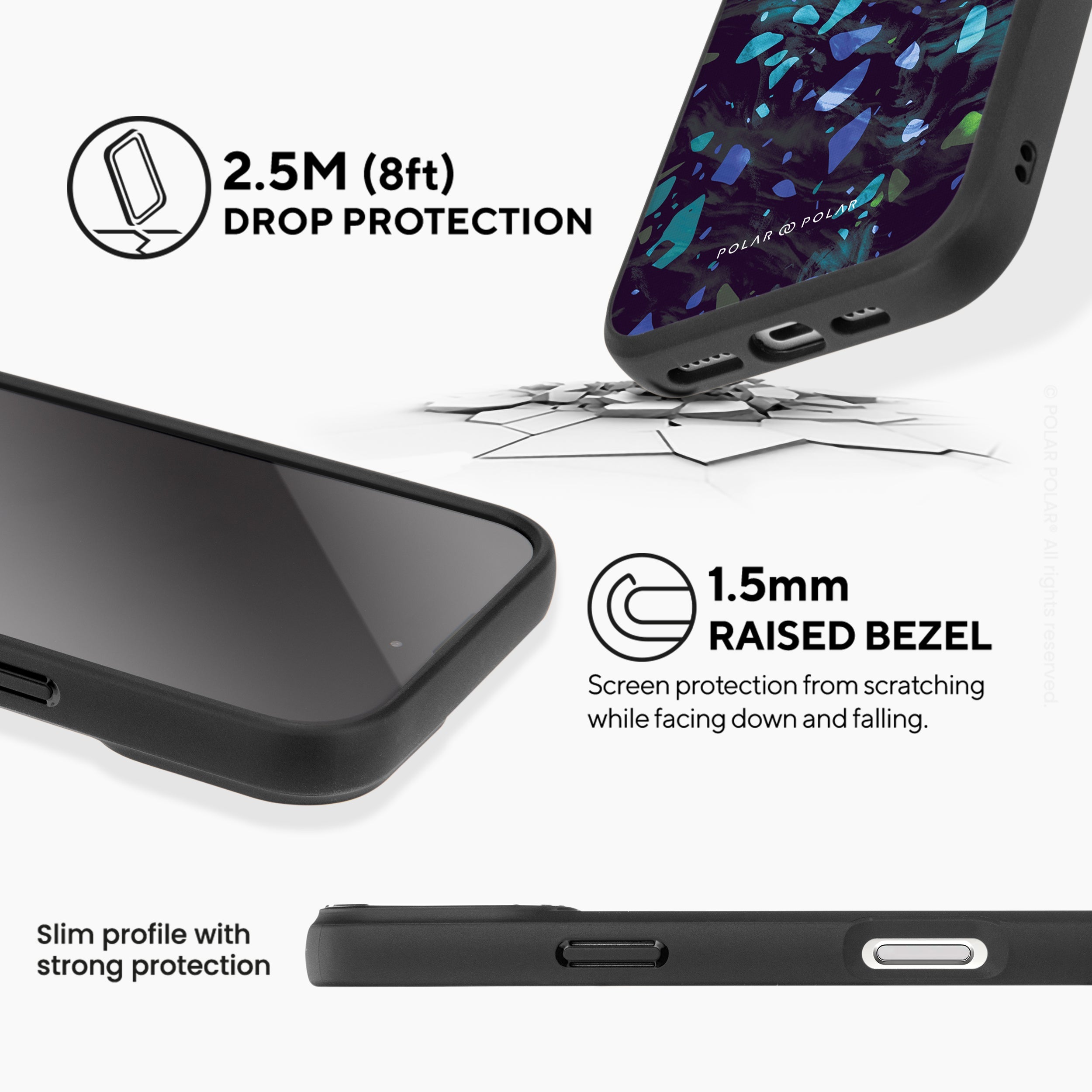 深海水磨石 - iPhone 16 Pro 黑磨砂防摔 MagSafe 手機殼