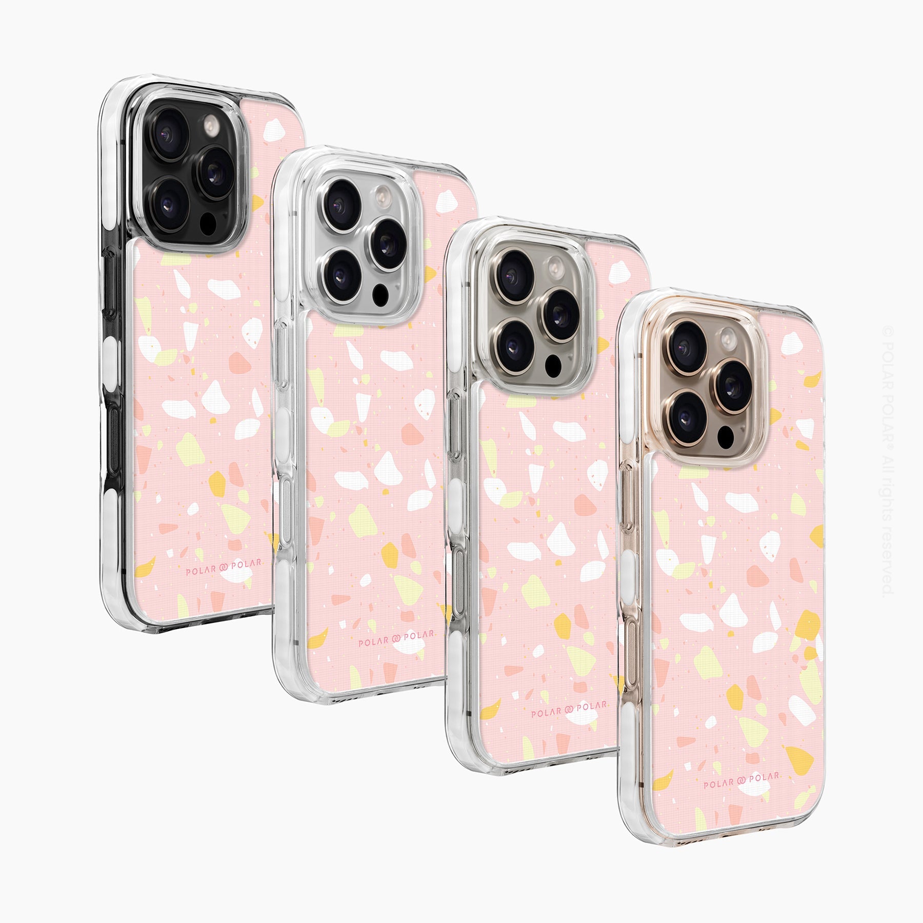 粉牡丹水磨石 - iPhone 16 Pro 透明邊防摔 MagSafe 手機殼