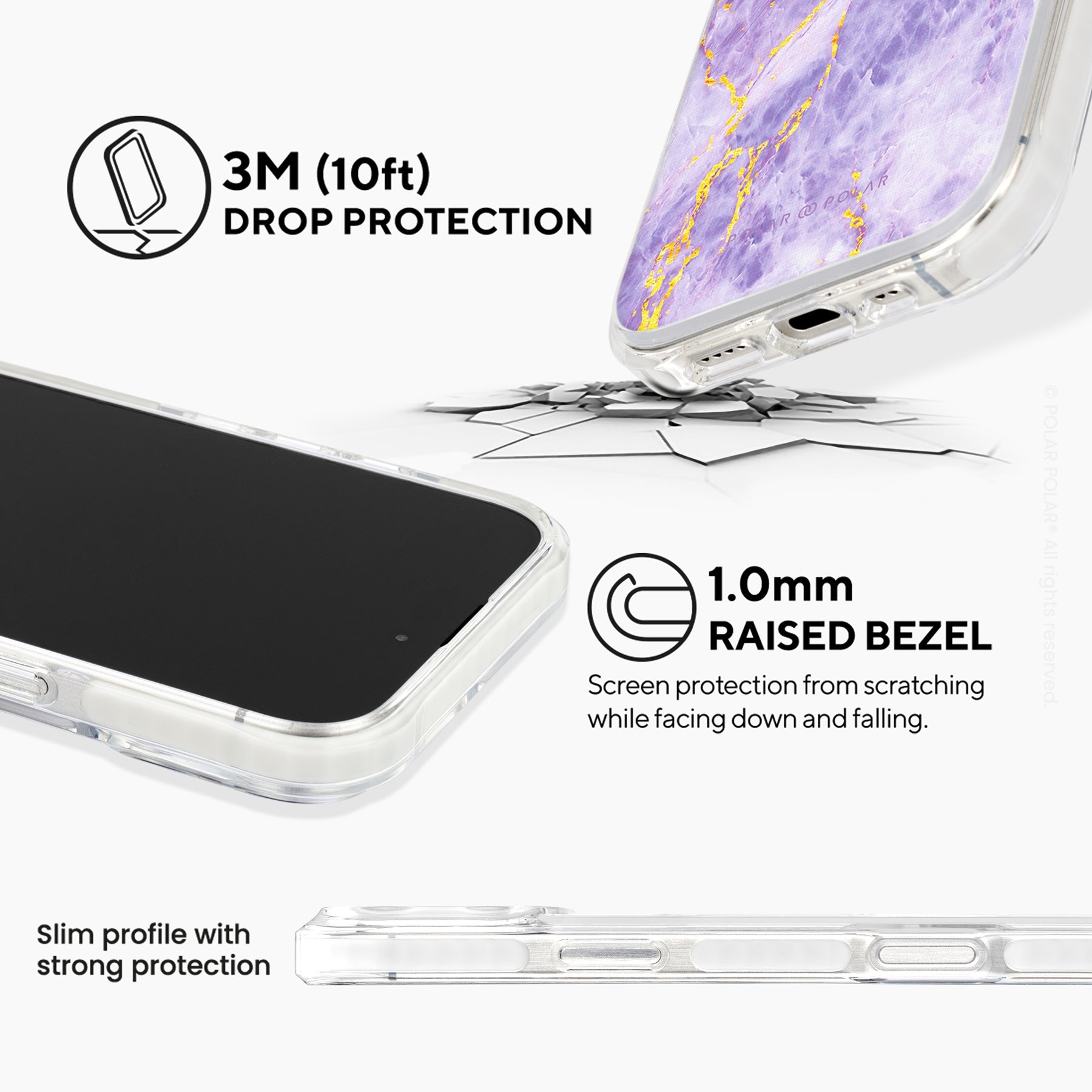 紫色沙金紋 - iPhone 16 Pro Max 透明邊防摔 MagSafe 手機殼