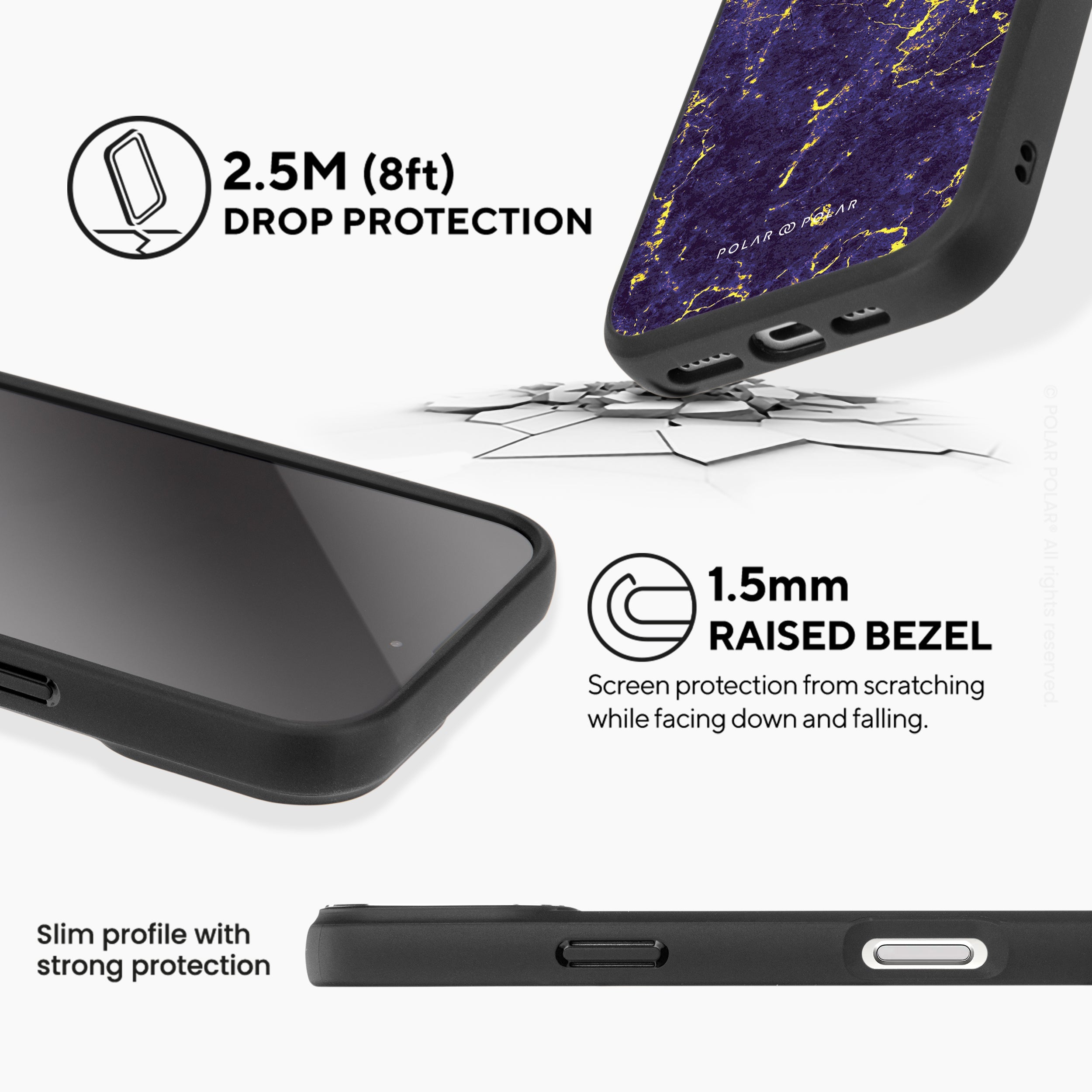 紫夜雲石紋 - iPhone 16 Pro Max 黑磨砂防摔 MagSafe 手機殼