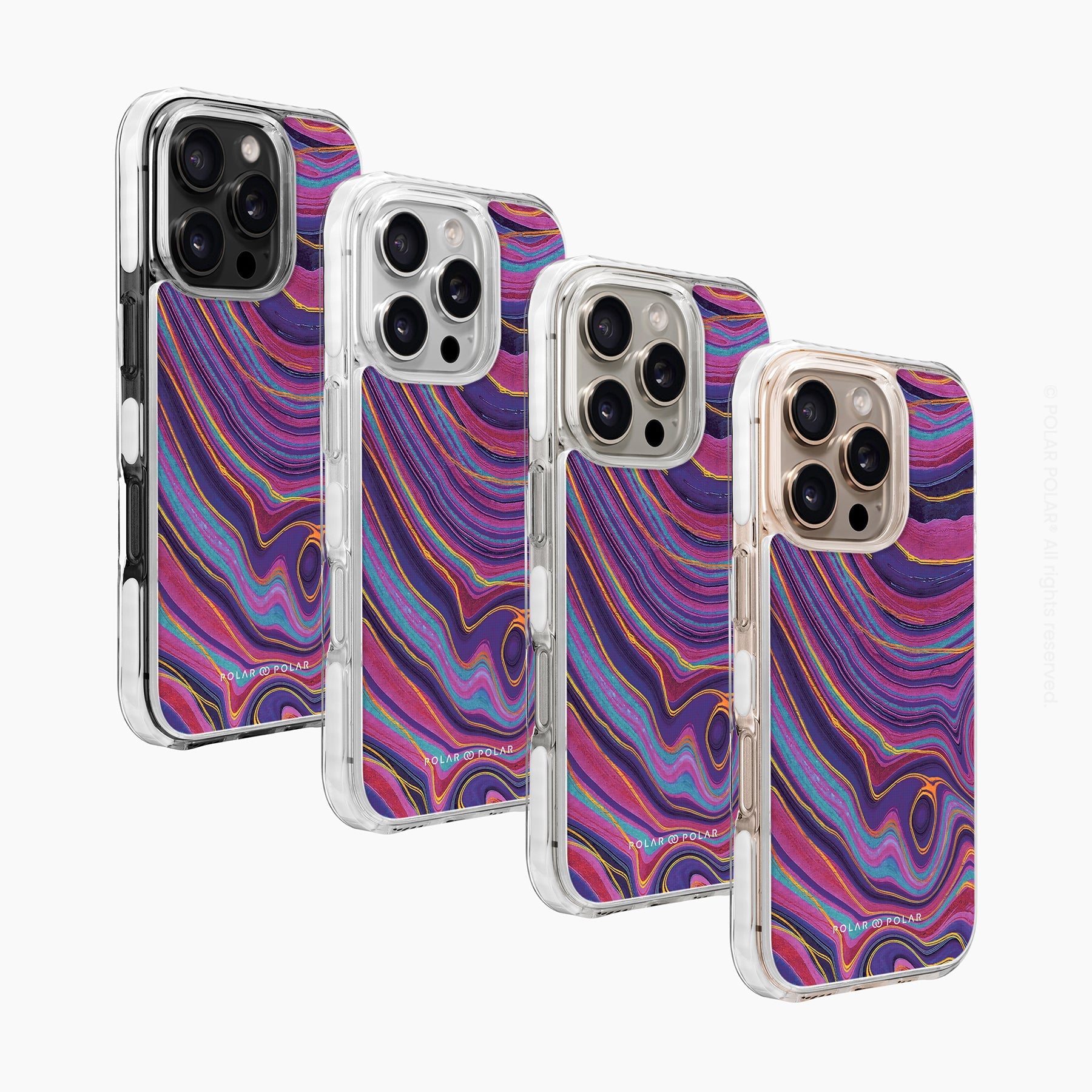 紫色流沙紋 - iPhone 16 Pro 透明邊防摔 MagSafe 手機殼