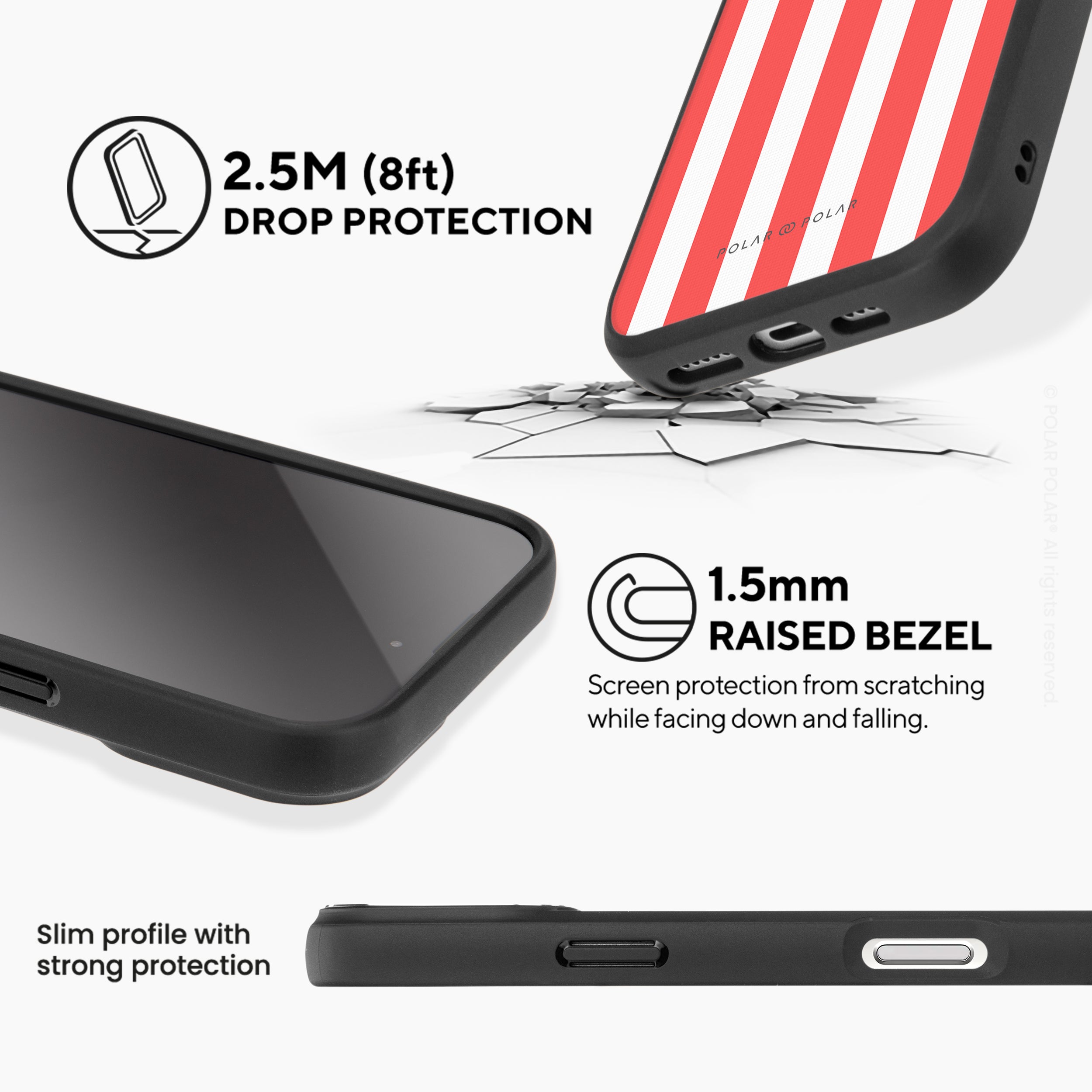 斐紅色直紋 - iPhone 16 Pro Max 黑磨砂防摔 MagSafe 手機殼