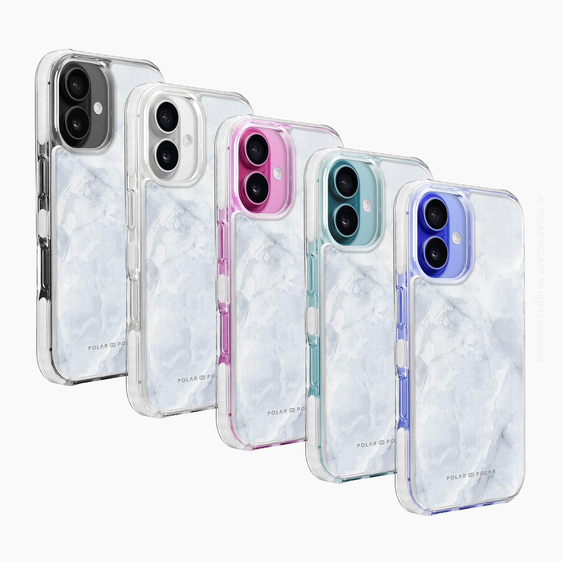 灰色雲石紋 - iPhone 16 透明邊防摔 MagSafe 手機殼