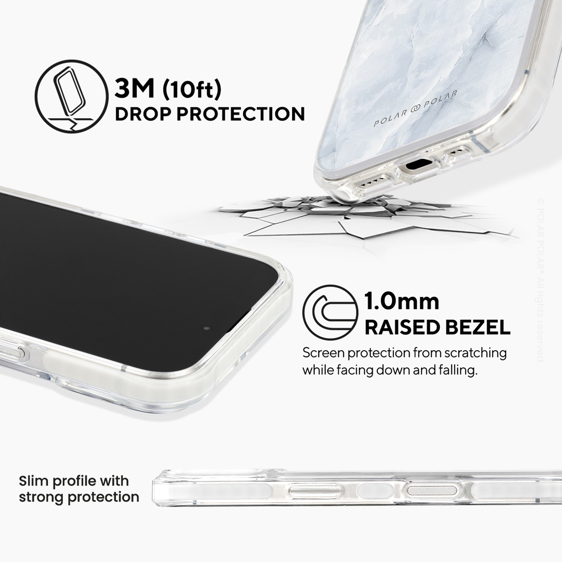灰色雲石紋 - iPhone 16 Plus 透明邊防摔 MagSafe 手機殼