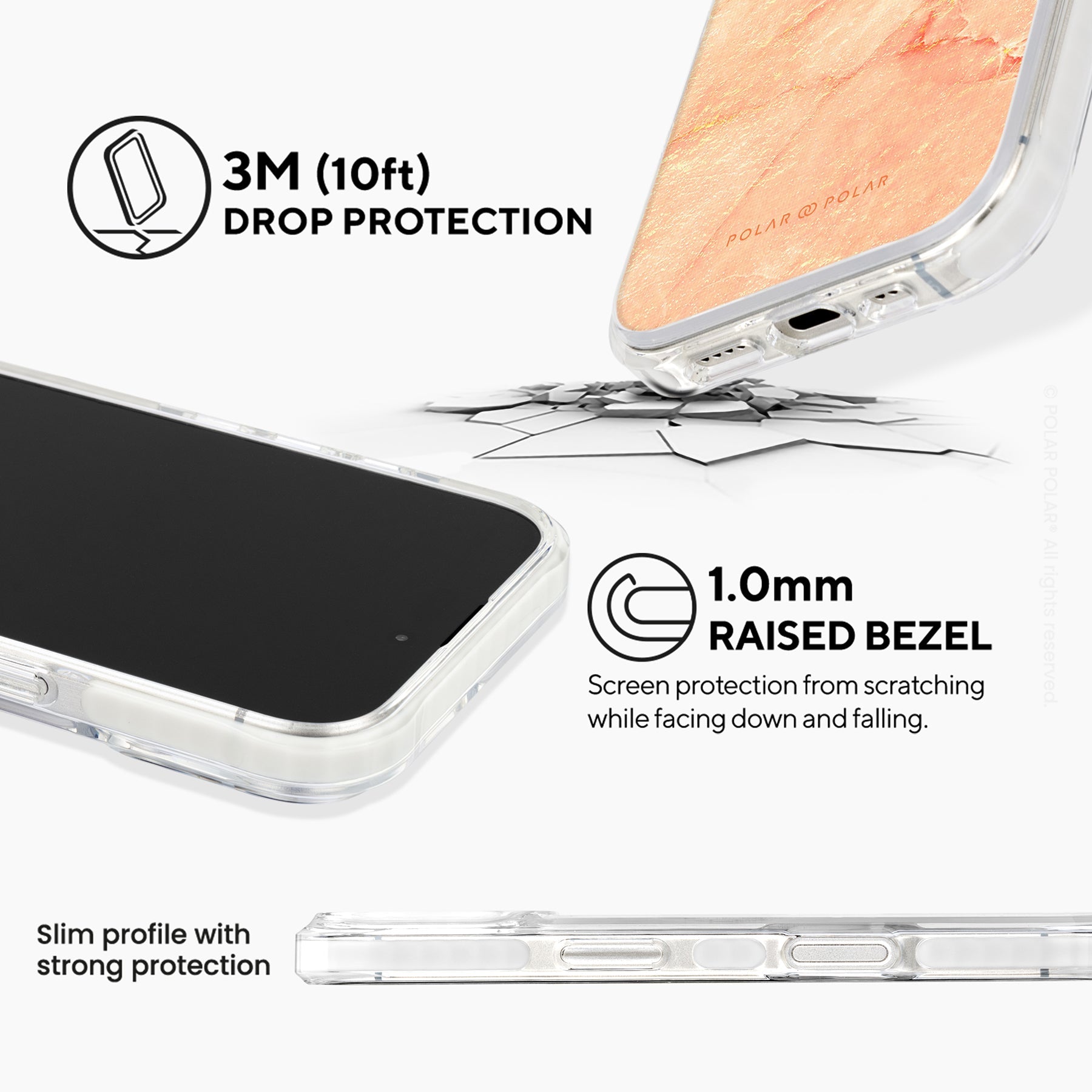粉色雲石紋 - iPhone 16 透明邊防摔 MagSafe 手機殼