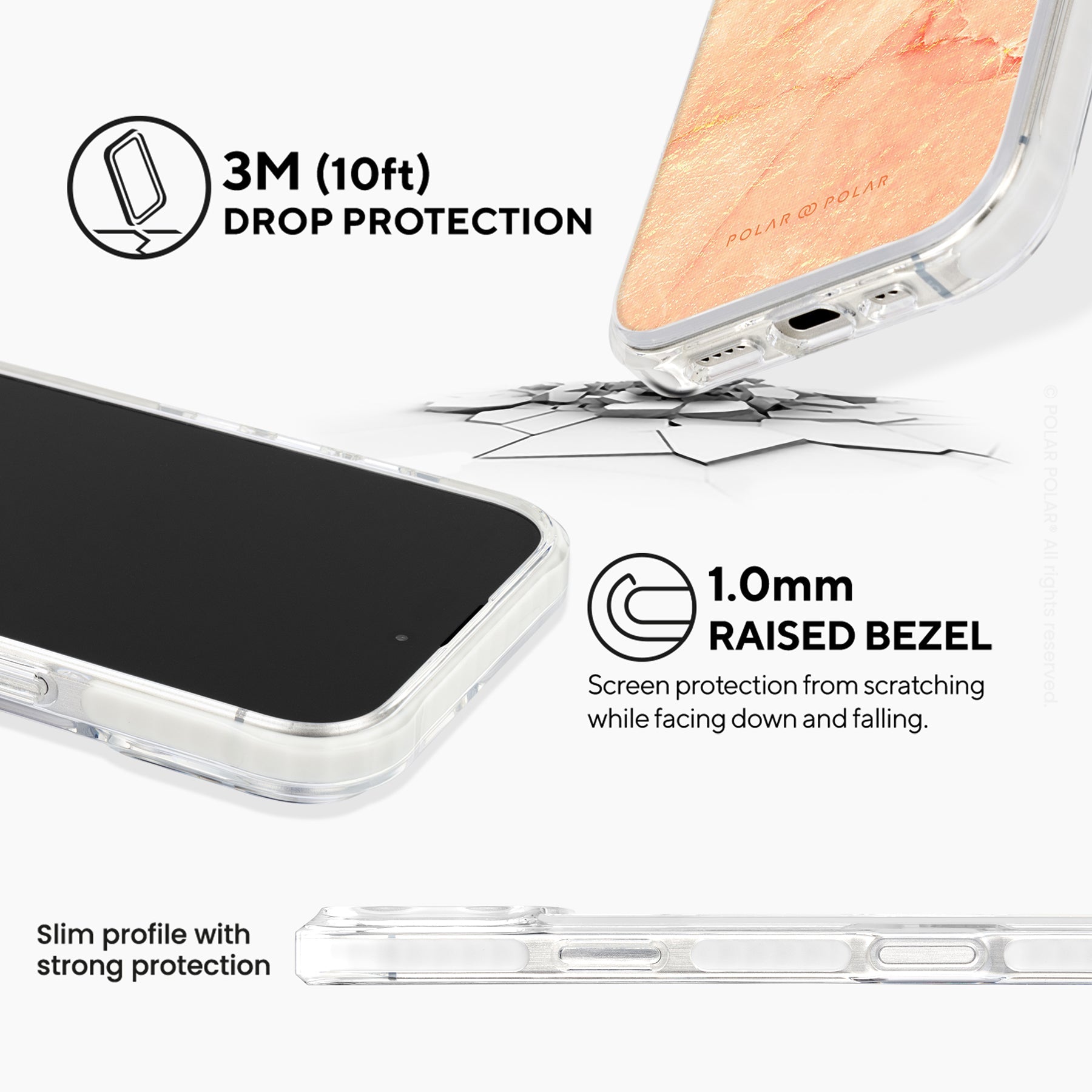 粉色雲石紋 - iPhone 16 Pro 透明邊防摔 MagSafe 手機殼