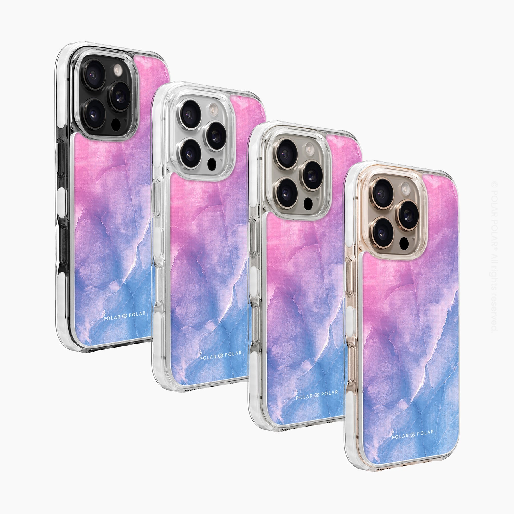 粉紅藍雲石紋 - iPhone 16 Pro 透明邊防摔 MagSafe 手機殼