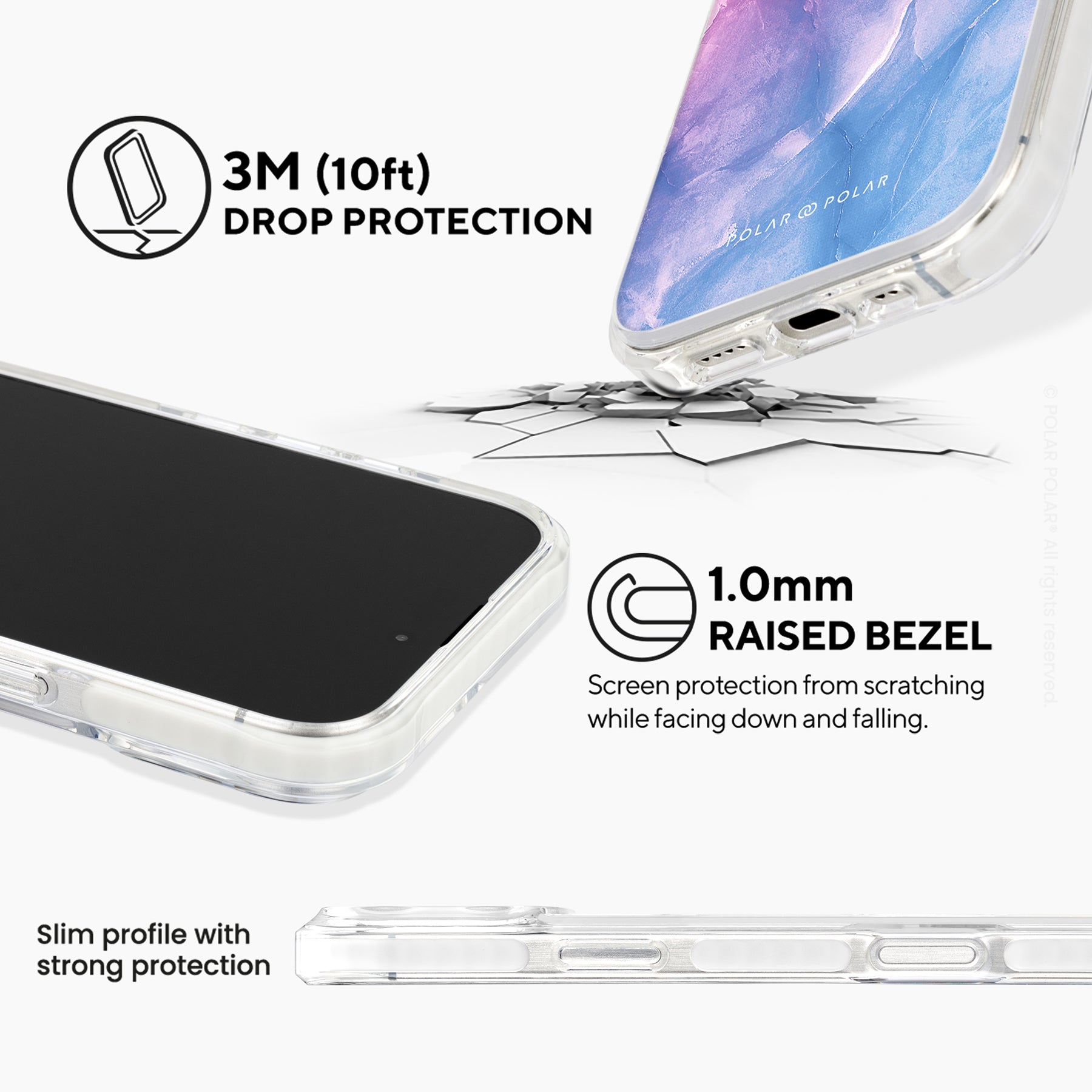粉紅藍雲石紋 - iPhone 16 Pro 透明邊防摔 MagSafe 手機殼
