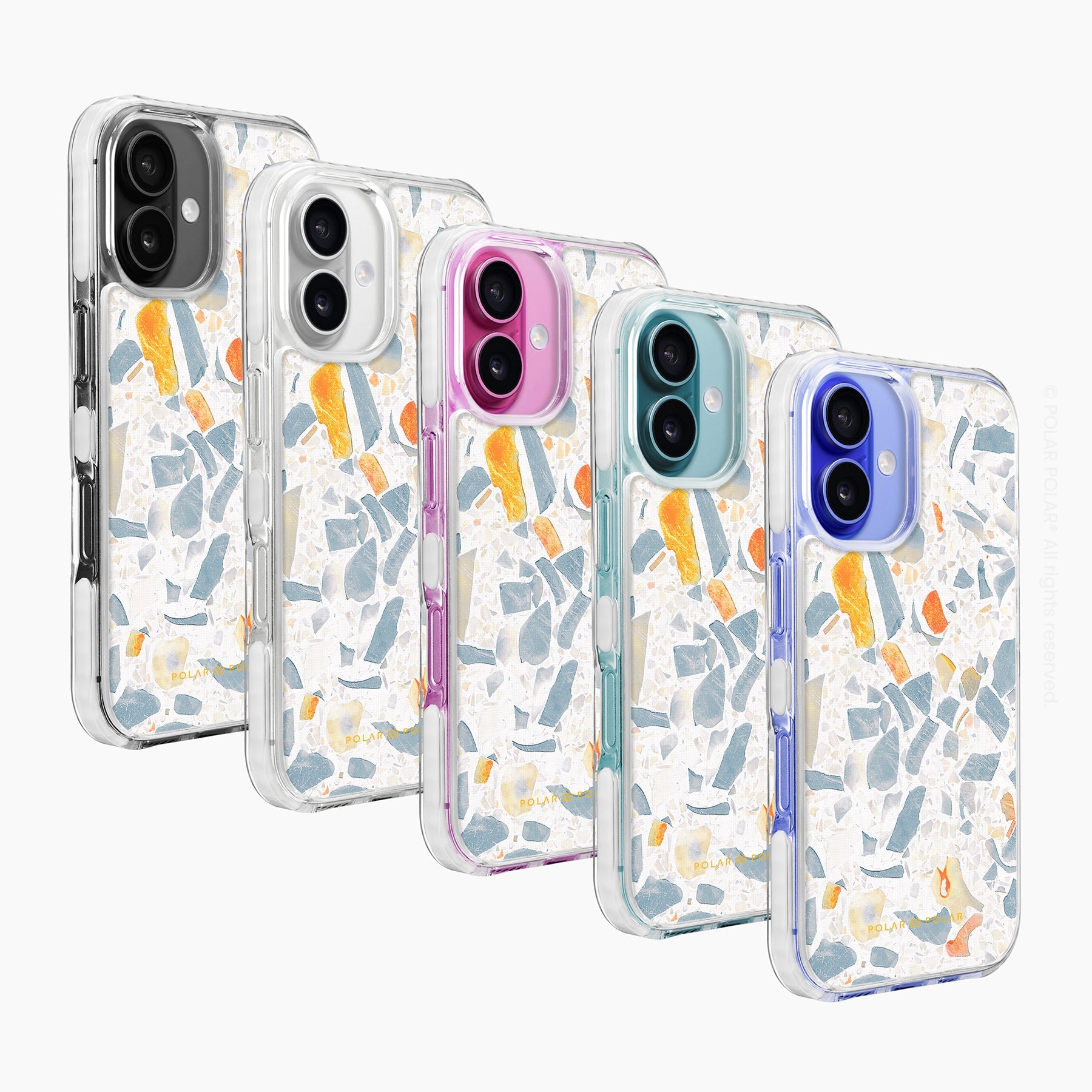 灰色水磨石 - iPhone 16 透明邊防摔 MagSafe 手機殼