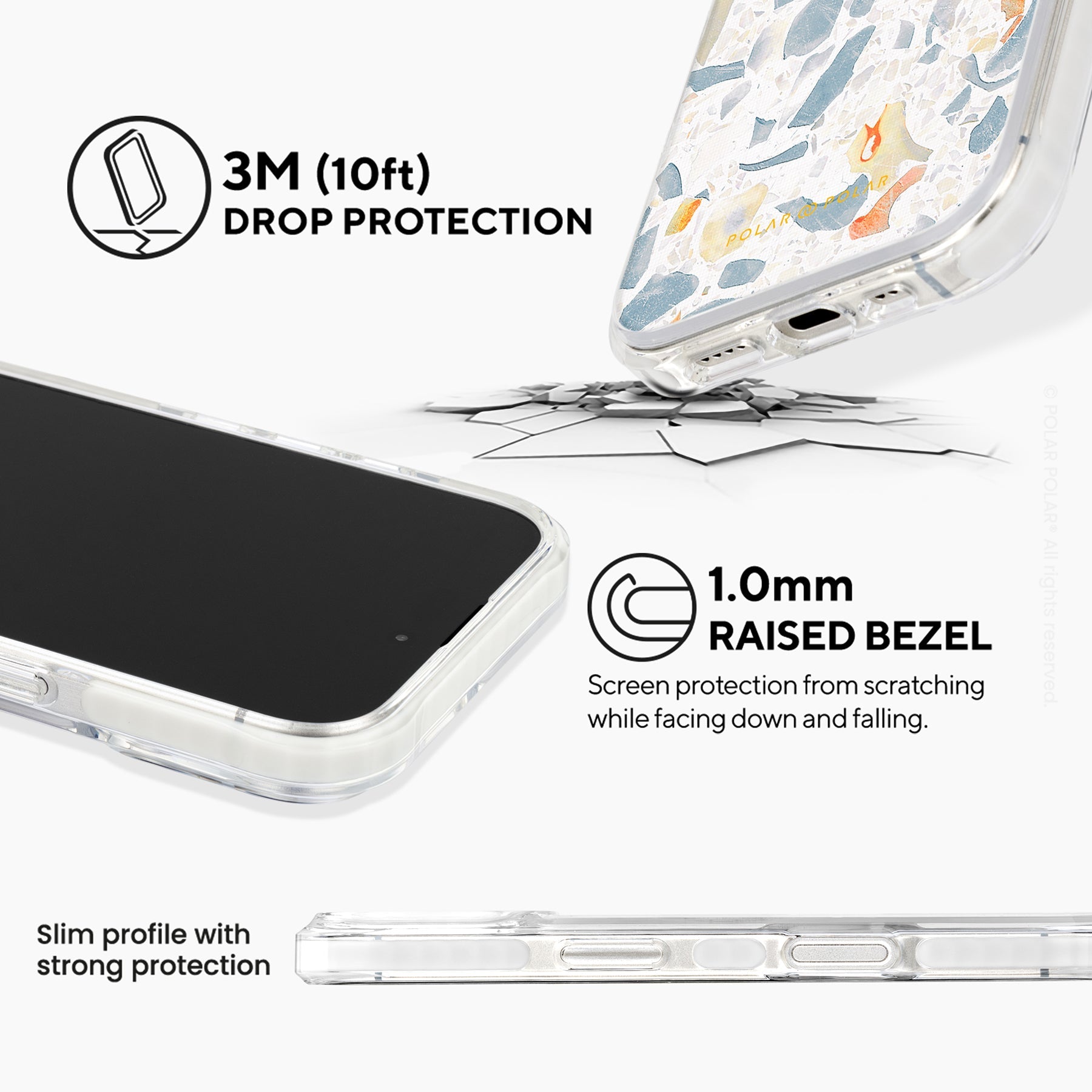 灰色水磨石 - iPhone 16 Plus 透明邊防摔 MagSafe 手機殼