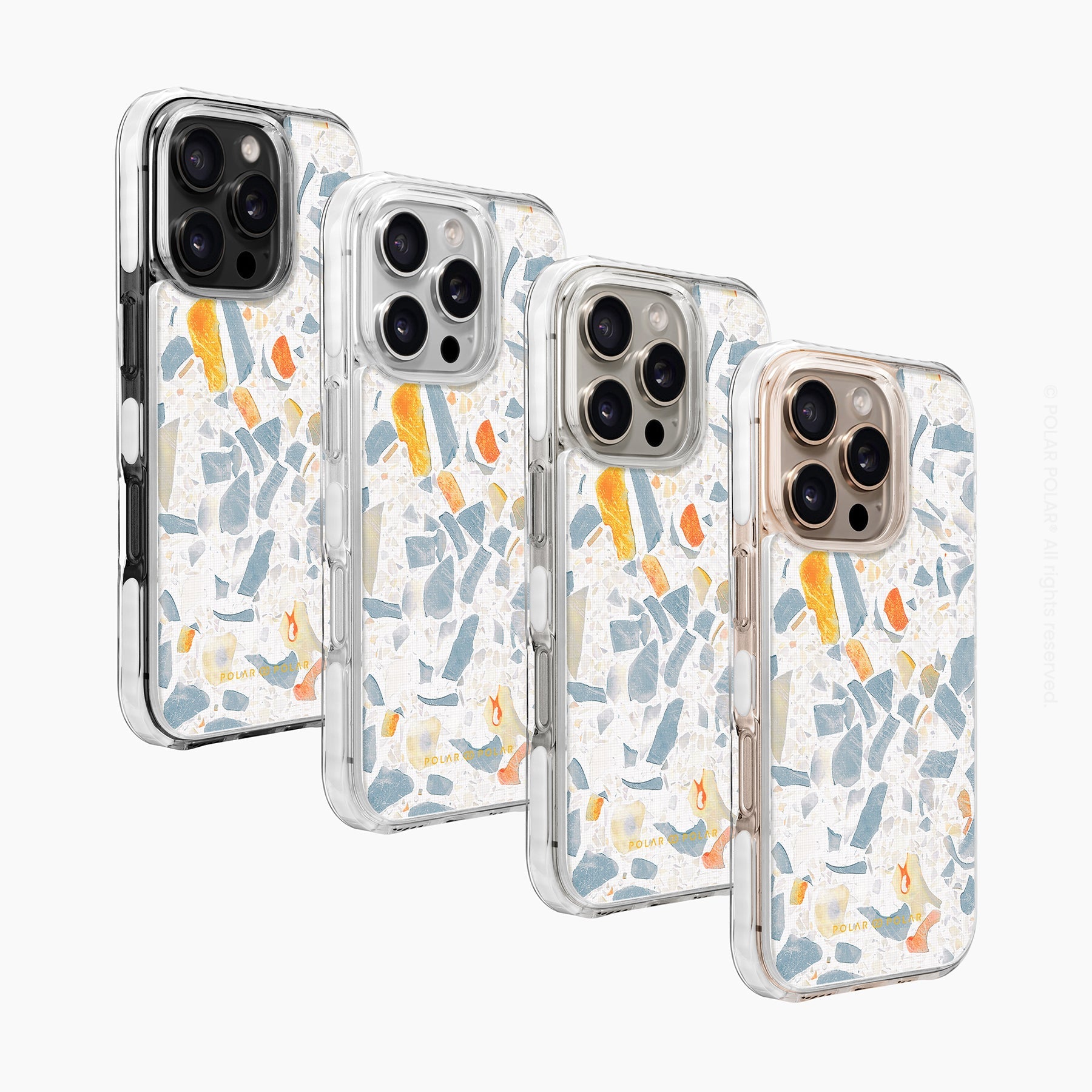 灰色水磨石 - iPhone 16 Pro 透明邊防摔 MagSafe 手機殼