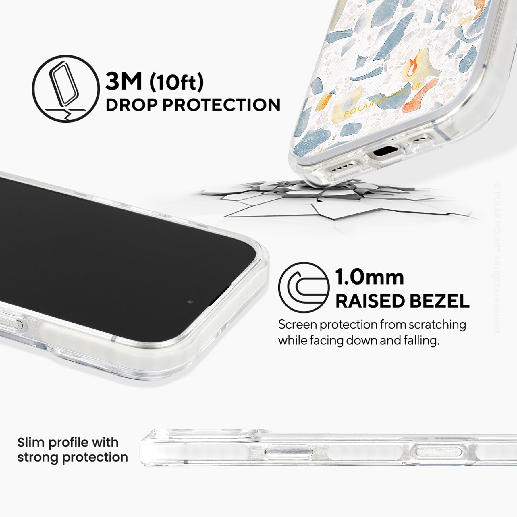 灰色水磨石 - iPhone 16 Pro Max 透明邊防摔 MagSafe 手機殼