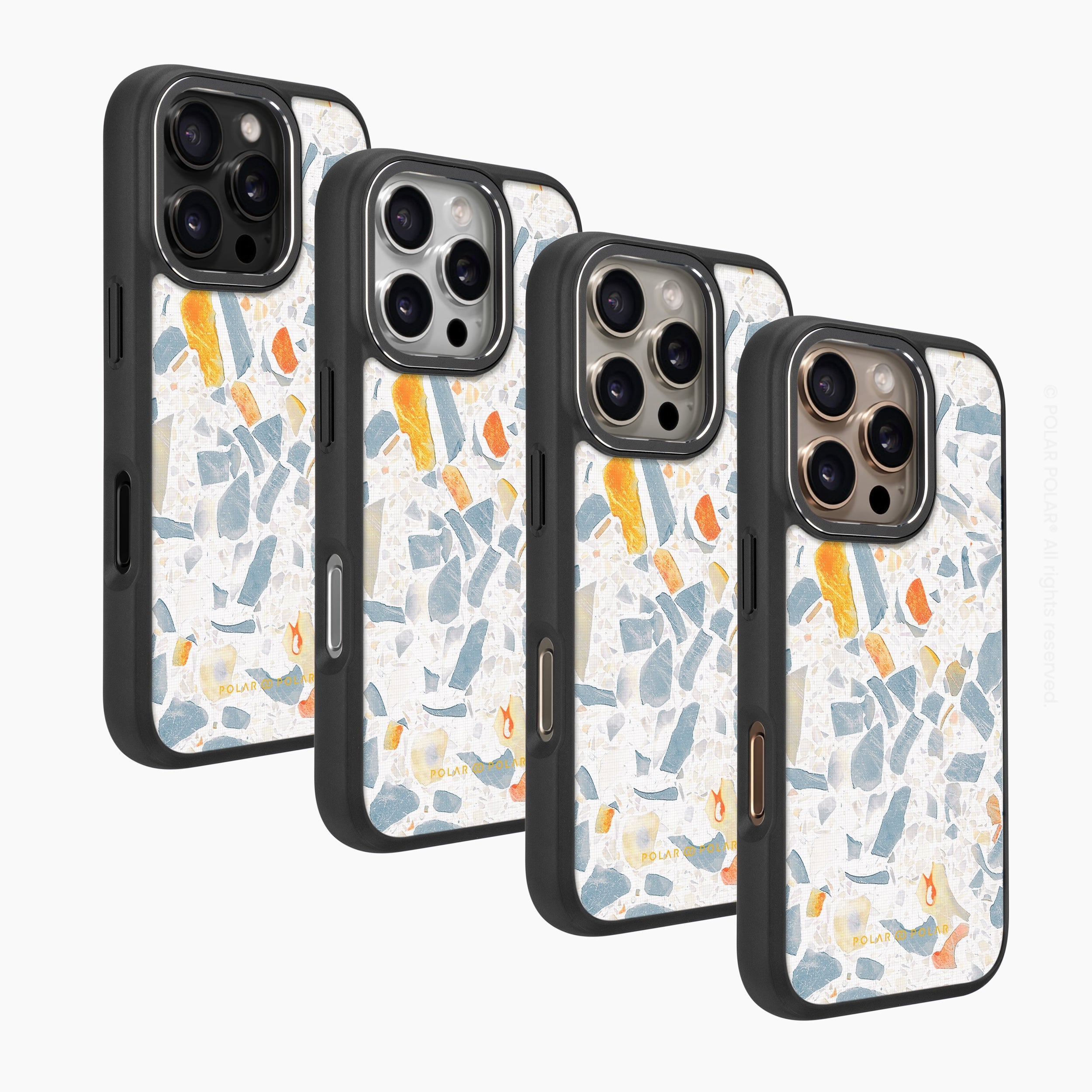 灰色水磨石 - iPhone 16 Pro 黑磨砂防摔 MagSafe 手機殼