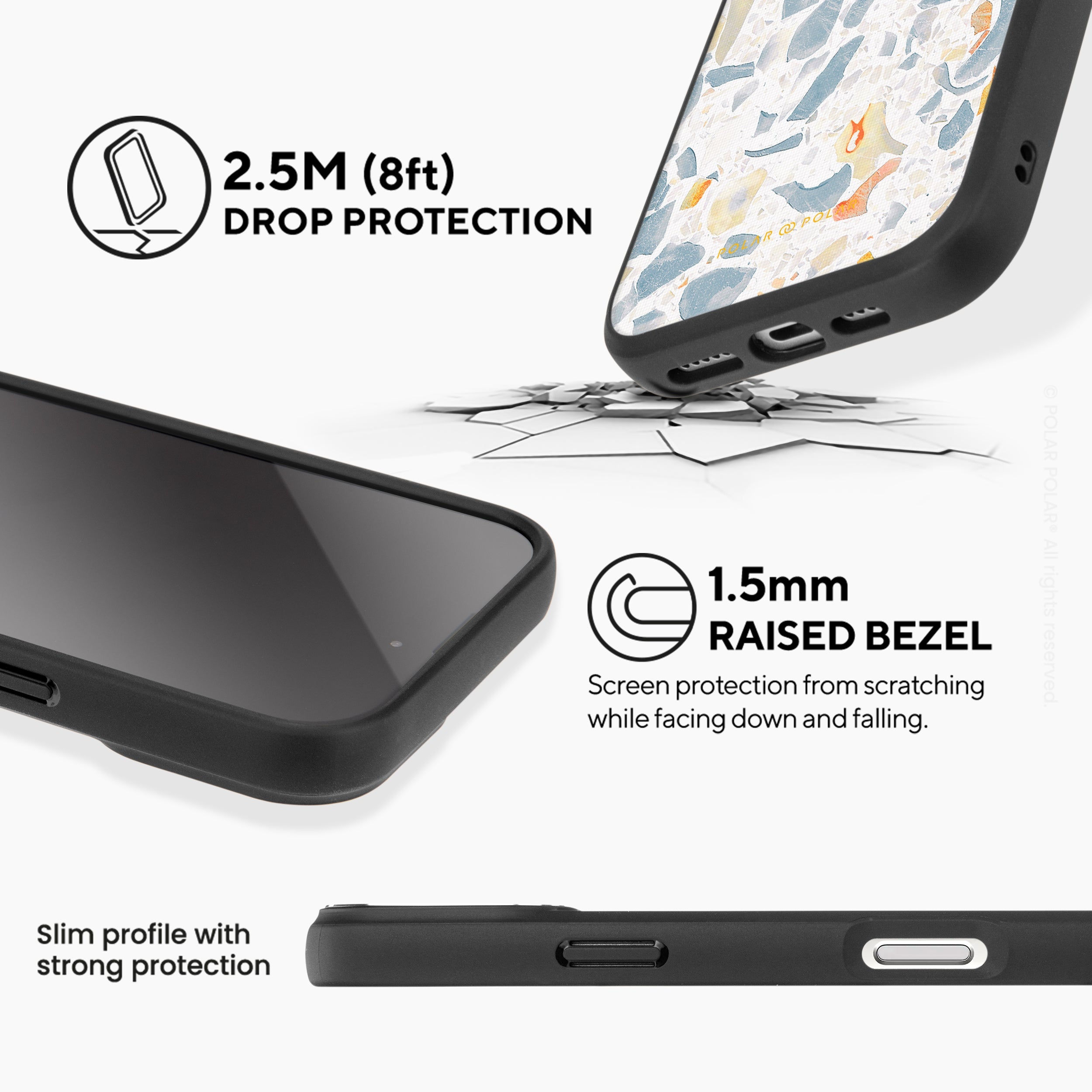灰色水磨石 - iPhone 16 Pro Max 黑磨砂防摔 MagSafe 手機殼