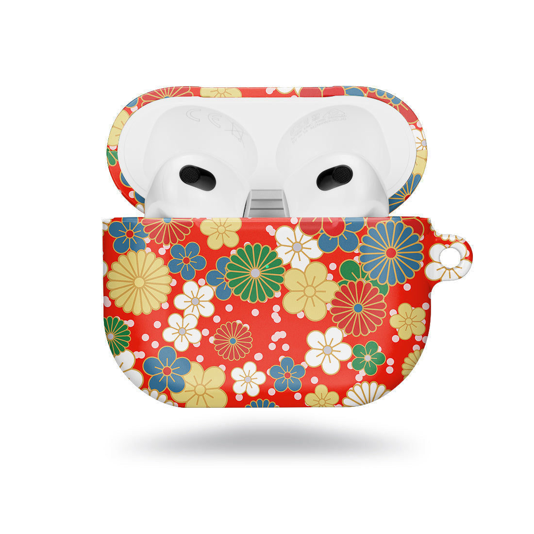 日系橙紅花紋 | 客製化 AirPods 3 保護殼