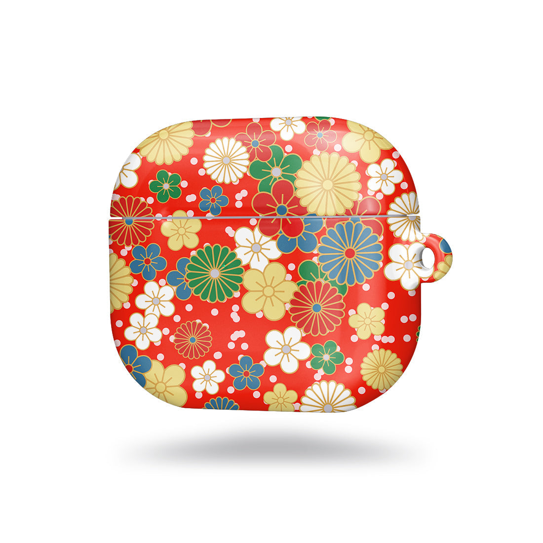 日系橙紅花紋 | 客製化 AirPods 3 保護殼