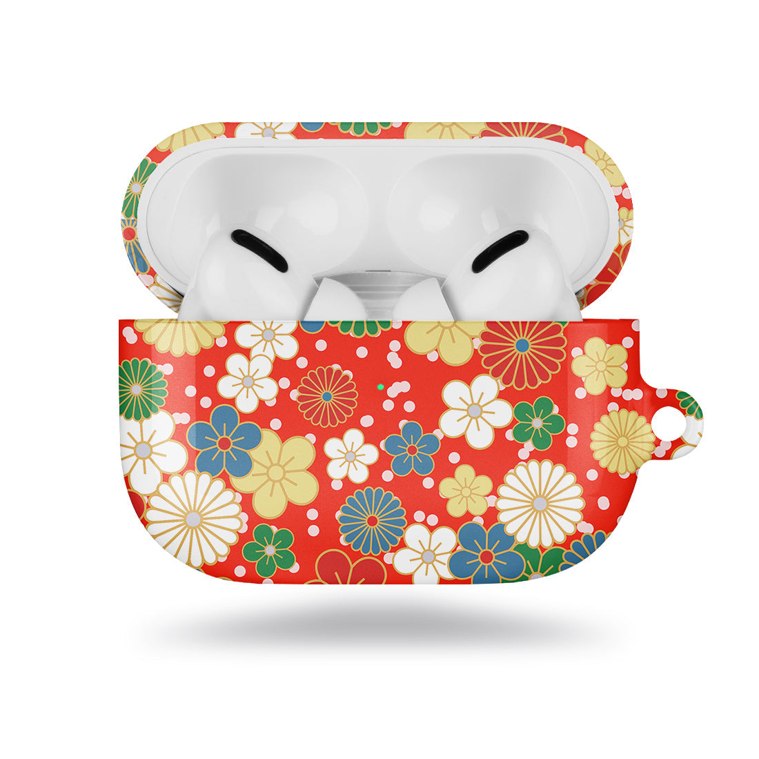 日系橙紅花紋 客製化 AirPods Pro 保護殼