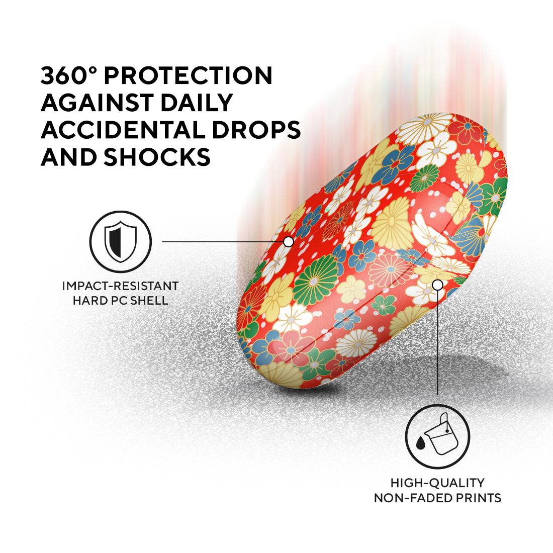 日系橙紅花紋 客製化 AirPods Pro 保護殼