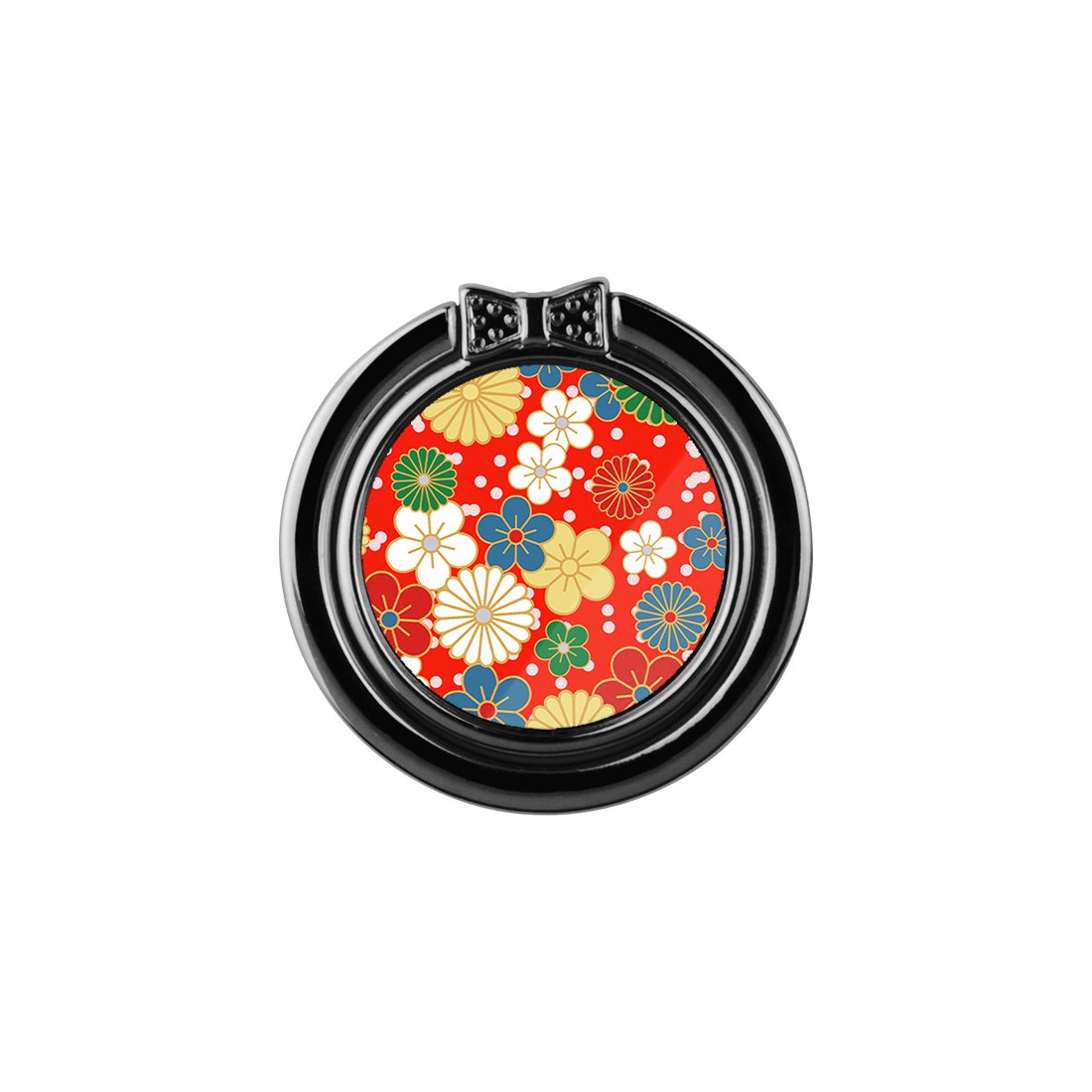 日系橙紅花紋 手機指環支架 (3M貼)