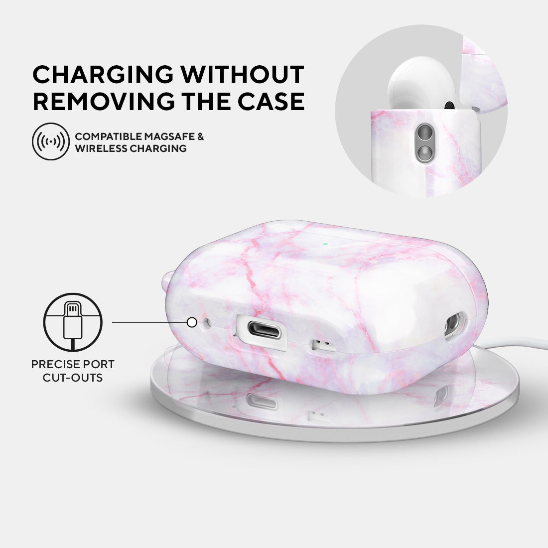 粉紅石紋 客製化 AirPods Pro 2 保護殼